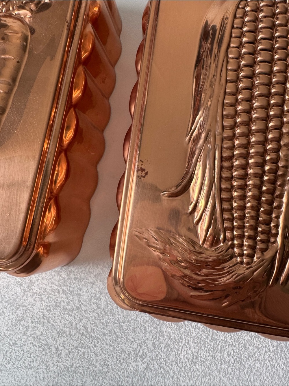 Vintage Copper Loaf Mold Pans - Carrot, Wheat, Corn - Picture 6 of 10